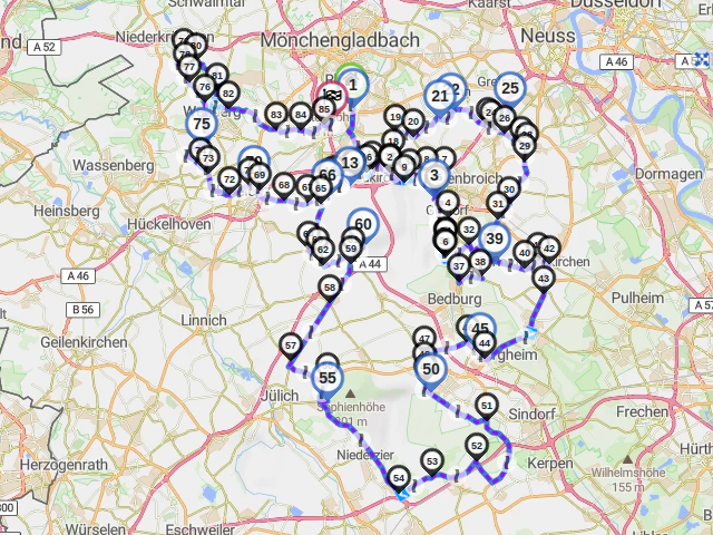 Karte Garzweiler gesamte Tour